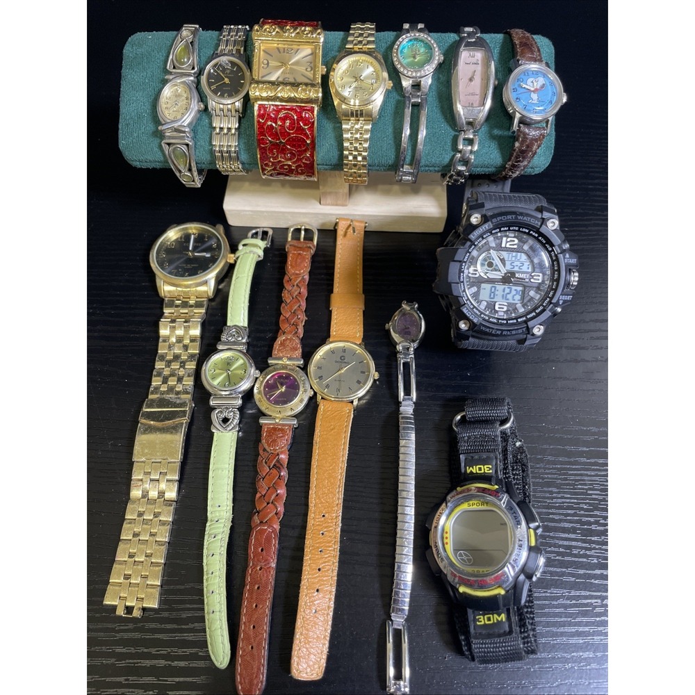 Vintage Watch Lot 14 Pc Fashion Quartz Digital Character Parts Repair